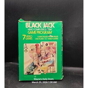 Atari 2600 Blackjack CX-2651 CIB Complete w/ Manual & Catalog Tested Vintage